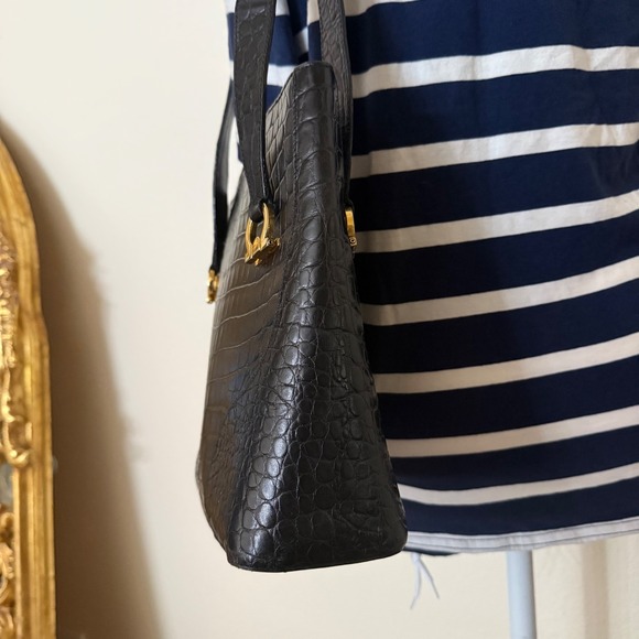 Vintage Salvatore Ferragamo Croc Embossed shoulder bag tote - Picture 5 of 13
